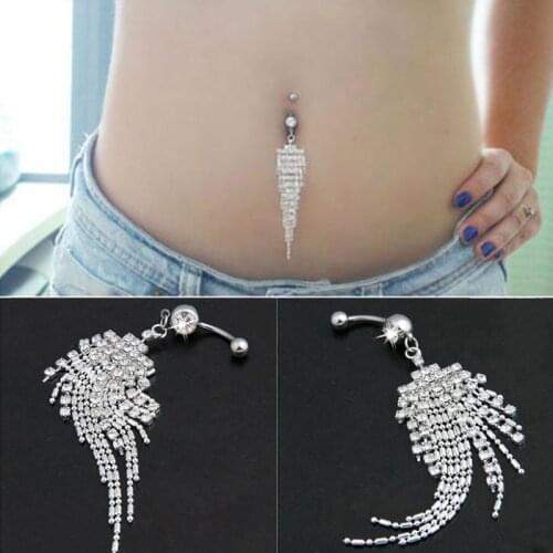 1PC Sexy Dangle Belly Bars Belly Button Rings Fashion Surgical Steel Cute Piercing Body Jewelry Navel Piercing Tassel Earrings
