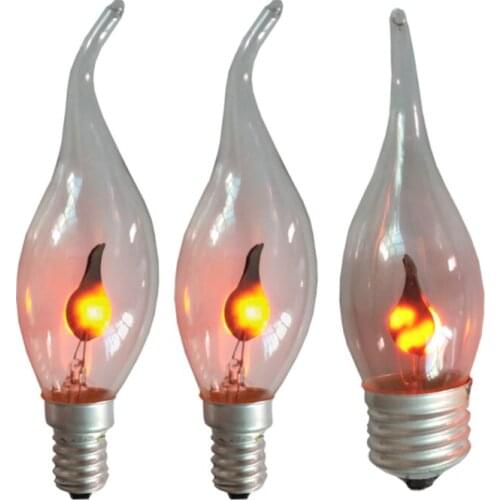 220V E14 3W Flame Fire LED Light Edison Bulb Lighting Vintage Flickering Effect Tungsten Novel Candle Tip Lamp
