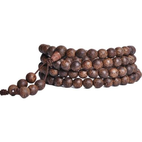 Tibetan Buddhism 108 Malinau Eaglewood prayer Beads Mala Necklace