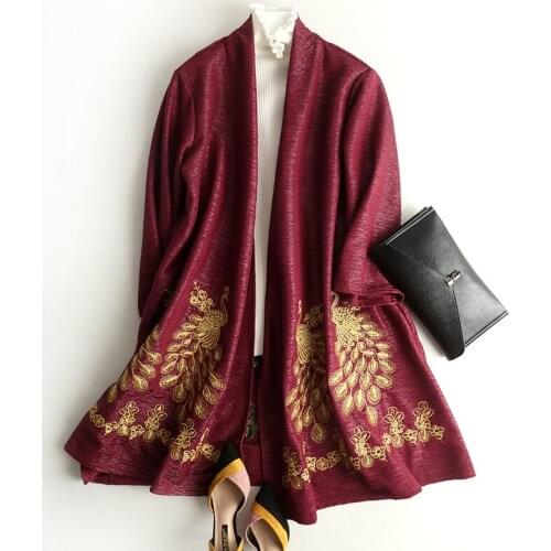 Spring Middle-aged Women Clothing Middle-aged Mother Embroidered Flowers Cardigan Jacket Female Windbreaker Tops