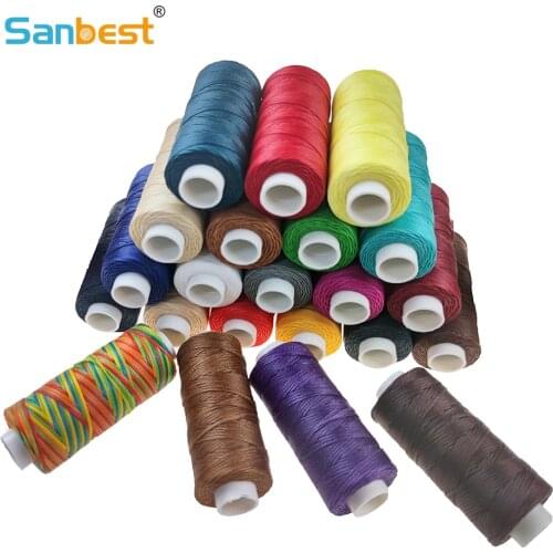 Sanbest 50m/Roll Waxed Sewing Threads 150D Flat Durable Strong Bonded Nylon Leather Sewing Thread for Craft Shoes Sewing Tools