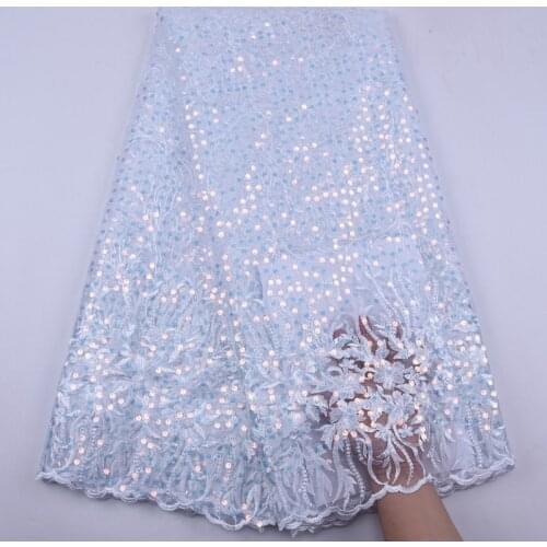 Embroidered African Sequins Lace Fabric 2020 High Quality White Nigerian Net Laces Fabrics Bridal French Tulle Lace Fabric S1917