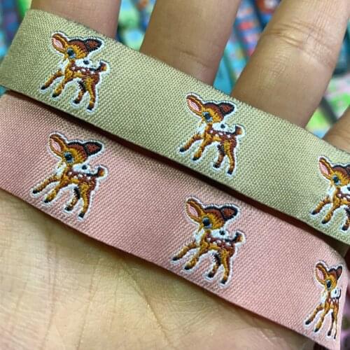 ZERZEEMOOY 5/8" 16 mm 5yards/lot Cartoon Polyester Woven Jacquard Ribbon The deer baby KTZD19112542
