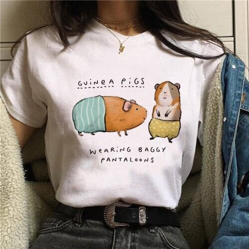 Women Harajuku Guinea pigs Printing T-shirt Summer Fashion Funny Cartoon T Shirt Lady Casual Short-sleeved Female Clothing