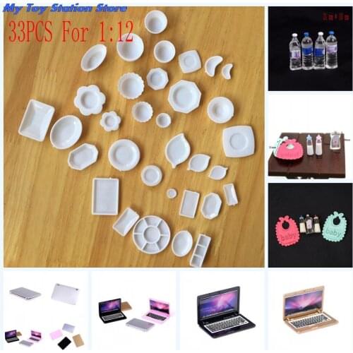 1 Set Mini Laptop Computer Dishes Phone Tableware Dollhouse Toys For 1/6 Or 1/12 Dollhouse Pretend Toy For Children