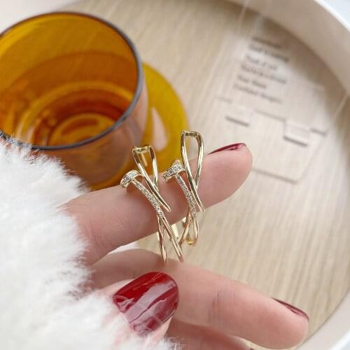 14k Real Gold Fashion Jewelry Micro-inlaid Zircon Simple Geometric Exquisite Earrings for Woman Shine Holiday Party Earring