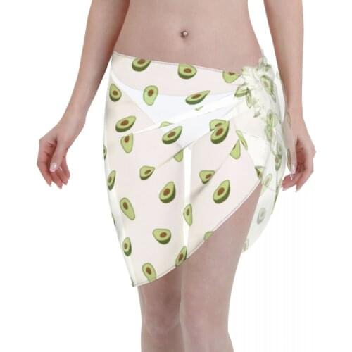 2021 Beach Bikini Cover Ups Wrap Skirt Avocado Pattern Women Bathing Suit Sexy Swimsuit Beachwear