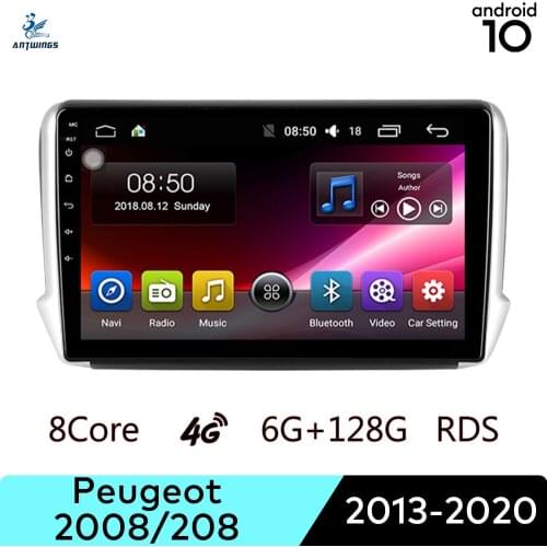 ANTWINS Android 10 Car Radio Stereo Multimedia Player with Touch Screen Bluetooth Apple Play for Peugeot 2008 208 2013-2020
