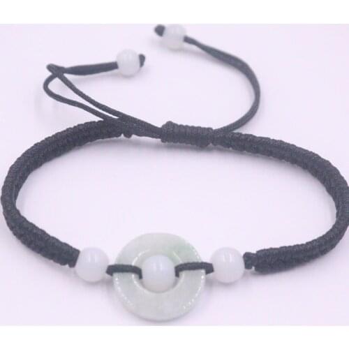 Real Natural Jade Jadeite Bracelet Lucky Round Beads For Women And Men Baby Weave Lucky Bracelet 6.3''L