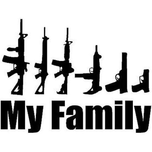 MY FAMILY ASSAULT RIFLE HANDGUN GUNS Cover Scratches Car Stickers Cool Black CT-425