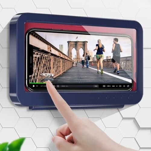 Bathroom Wall Mounted Phone Case Bath Waterproof Phone Holder Touch Screen Rack Storager Box Self-Adhesive Sealed Bracket Shower