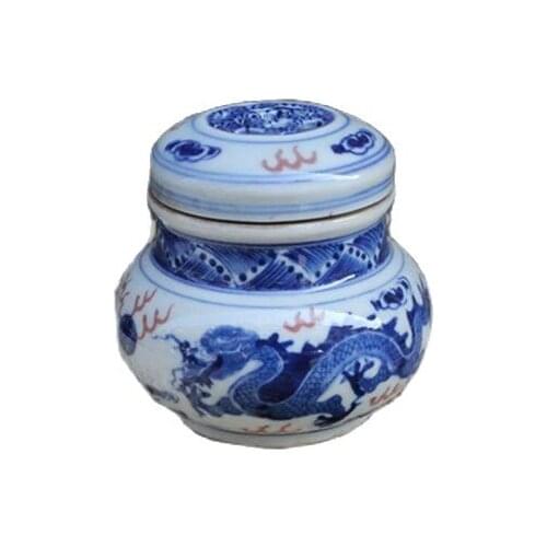 Jingdezhen blue and white double dragon pearl opera, aromatherapy stove
