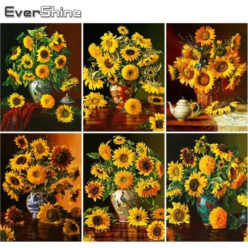 Evershine Diamond Painting Sunflower 5D DIY Rhinestone Art Diamond Embroidery Flower Mosaic Sale Home Decor Gift
