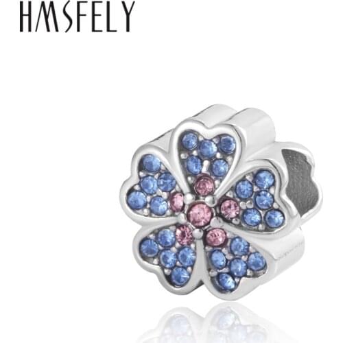 HMSFELY European Charm Beads For DIY Charm Bracelet Jewelry making Accessories Bead 316l Stainless Steel Lucky Clover Bead 4pcs