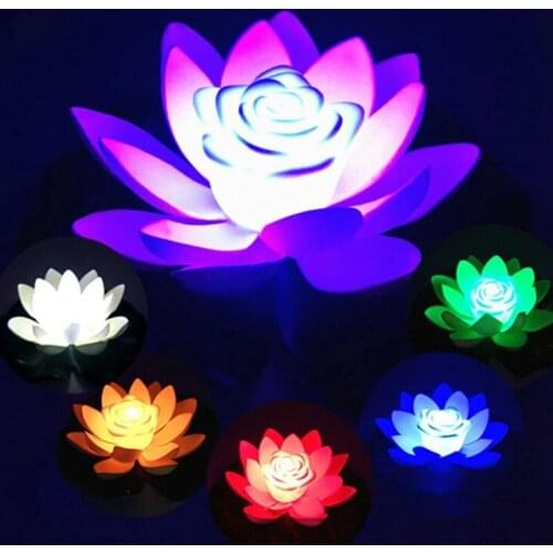 6pcs Artifical Floating LED Colorful Waterproof Lantern Lotus Light Energy Saving LotusLamp Garden Pool Pond Fountain Decoration