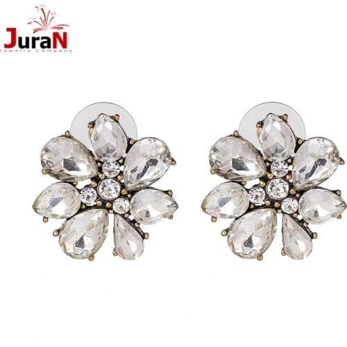 JURAN 2018 Elegant Shiny Statement Stud Earring Trendy Jewelry Full Crystal Earrings For Women Earings Jewelry Wholesale F3206
