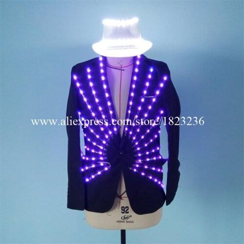 Cool Colorful Led Luminous Ballroom Costume Light Up Stage Performance DJ Singer Dancer Clothes For Club Party Bar Halloween