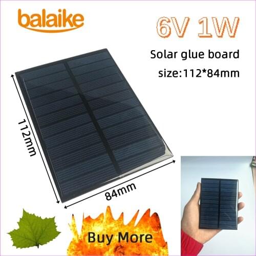 Buy More 5 PCS to 40 PCS 6V 1W 112x84mm Epoxy Solar Panels Mini Solar Cells use for DIY solar phone charger,toy