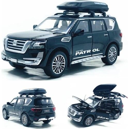 1:32 Nisssan PATROL Y62 Alloy Car Model Diecast Travel Rack Sound Light Pull Back Toy Car For Kids Christmas Collection