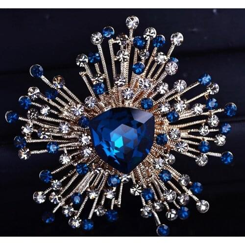 Fashion Retro Flower Brooches for Women Coat Winter Xmas Jewelry Gorgeous Zircon Crystal Costume Lapel Brooch Pin Badge Broche