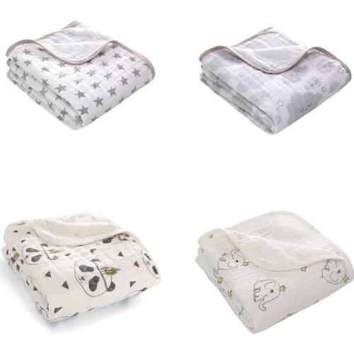 Muslin Cotton Gauze Baby Blankets Newborn Swaddle Infant Bath Towel Grey Star Bed Sheet Stroller Blanket Baby Warp 110*150CM