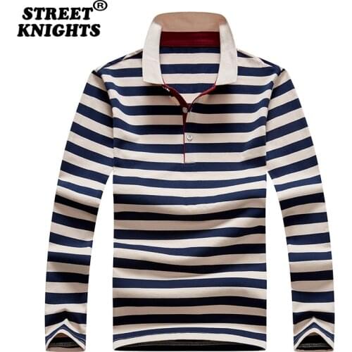 Hot 2021 Stripe Men Polo Shirt Cotton Long Sleeve Shirt 2021 New Spring Autumn Embroidery Warm Casual Fashion Polo Shirt Men