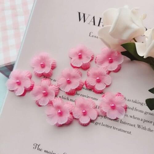 Organza three-dimensional beaded flowers sew on patch clothes decoration accessories jewelry headdress appliques