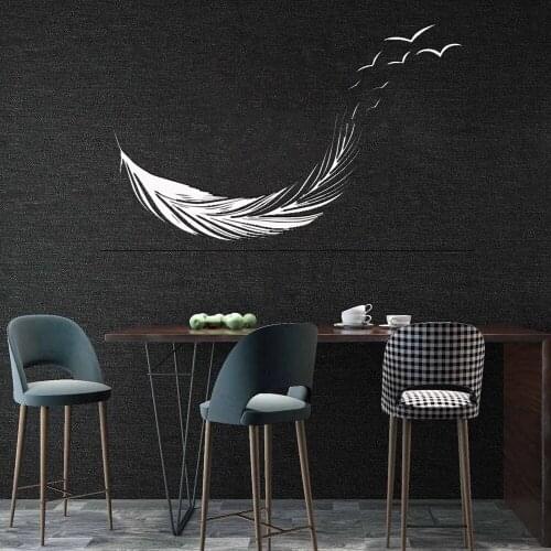 Nordic Style Flying Feather Wall Stickers Home Decor For Girls Room Living Room Bedroom Decor Vinyl Mural sv37