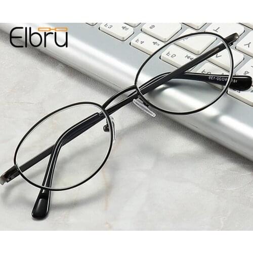 Elbru Vintage Anti Blue Light Reading Glasses Women Men Ultralight Metal Frame Clear Lens Presbyopic Eyeglasses Diopters 1.0 4.0