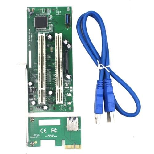PCI-Express to Dual PCI Adapter X16 PCIe Slot Expansion Card USB 3.0 Cable Add on Cards Converter TXB024