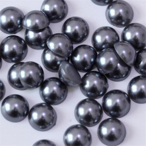 Size 1.5mm-14mm Grey Silver Color Half Round Flatback Pearl Bead Loose DIY ABS Plastic Imitation Half Pearl Nail Arts Decoration