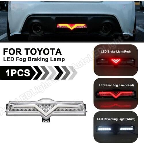 3-IN-1 For 2013 Toyota GT86 Scion FR-S Subaru BRZ Fog Braking Lamp Clear LED brake light+Rear Fog Light+backup/reversing light