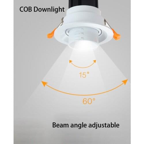 Adjustable Beam Angle 15 to 60 Degrees Recessed LED Downlight 5W 10W 20W AC90-265V LED Ceiling Spot Light