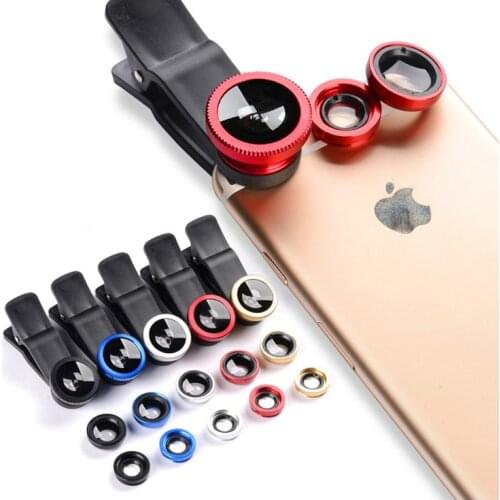 Universal Clip 3 in 1 HD Fish Eye Camera Macro Wide Angle Phone Lens For IPhone 7 8 6 6s Plus X For Samsung S8 S9 Xiaomi Huawei