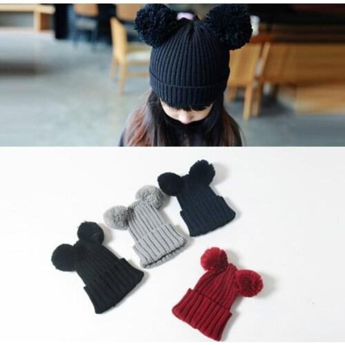 Girls' knitted wool hat childrens hair ball flanging Baby Hat autumn and winter warm knitted hat