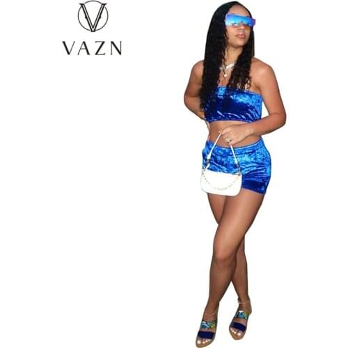 VAZN 2021 Top Quality Sleeveless Summer Beach Swimming Bikini Special Sexy Young High Waist Skinny Women 2 Piece Set