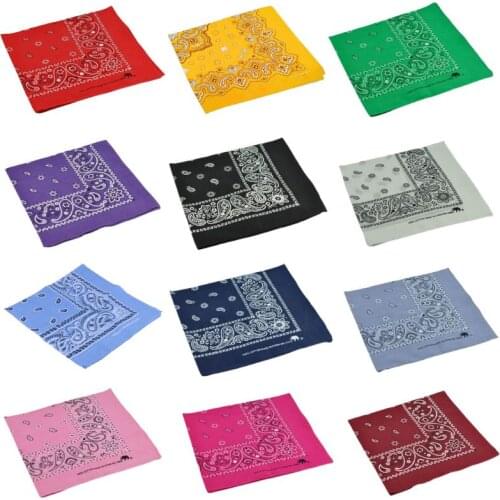 54x54cm Bright Colorful Unisex Cotton Bandana Headwrap Hip Hop Dance Sport Scarf Paisley Floral Print Motorcycle Scarf Wristband