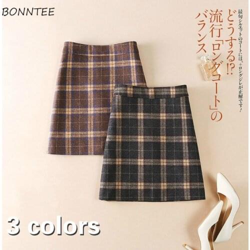 Skirts Women Temperament Slim Plaid Retro All-match Teens Fashion Vintage Mini Newest Fall Design Japanese Style Hot Sale Classy
