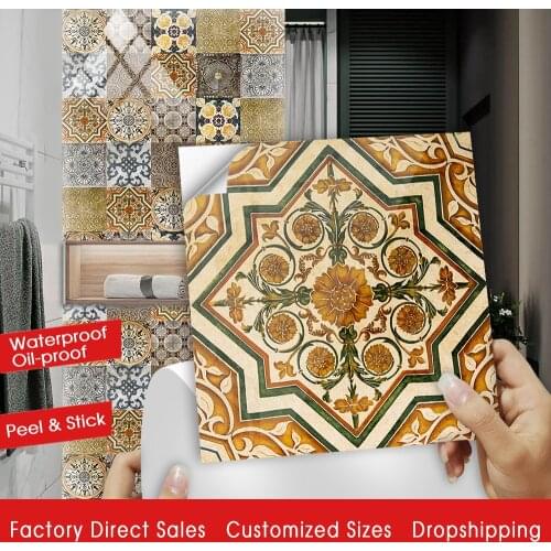 Dirty Old Style Mandala Distressed Floral Ornament Wall Sticker Kitchen Home Decor Ceramics Wall Decals Tiles Ground Art Mural