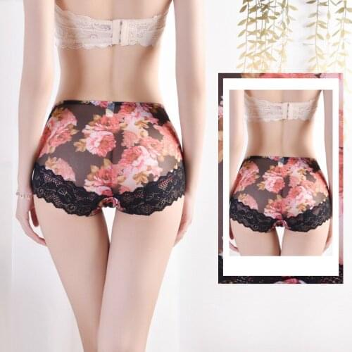3Pcs set Sexy Lace Panties Briefs for women Fashion Underwear Mid-waist printed Underpants Female Sexy Lingerie calcinha frete g