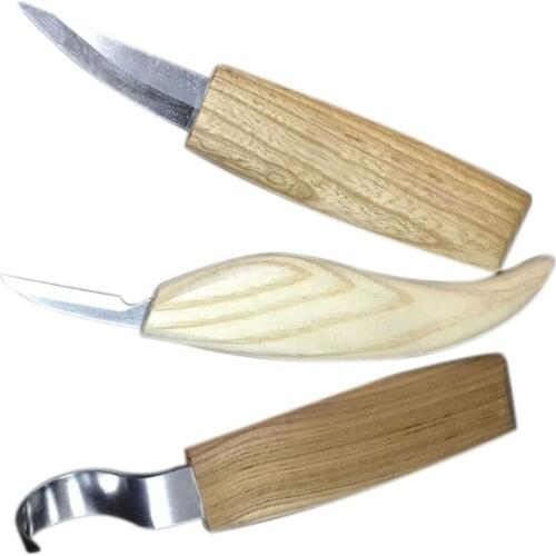 3pcs Stainless Steel Woodcarving Cutter High Strength Hooked Whittling Cutter Tool Sets Used For Cutting Wooden Spoons Knife
