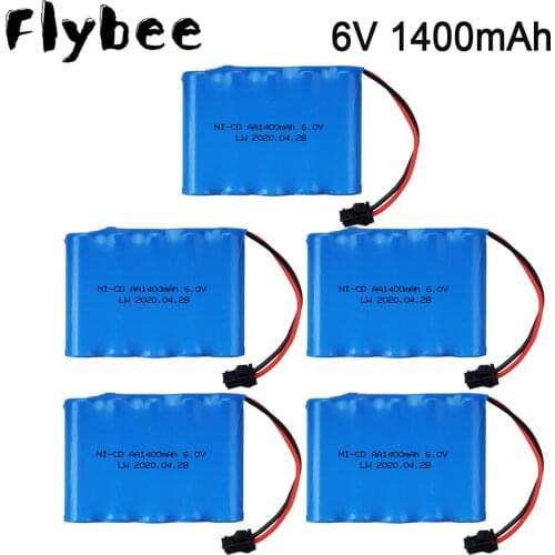 1-5pcs AA 1400mah 6v NiCD Battery For Rc toys Cars Tanks truck Robots Boats Guns toys battery parts 6v Rechargeable Battery pack