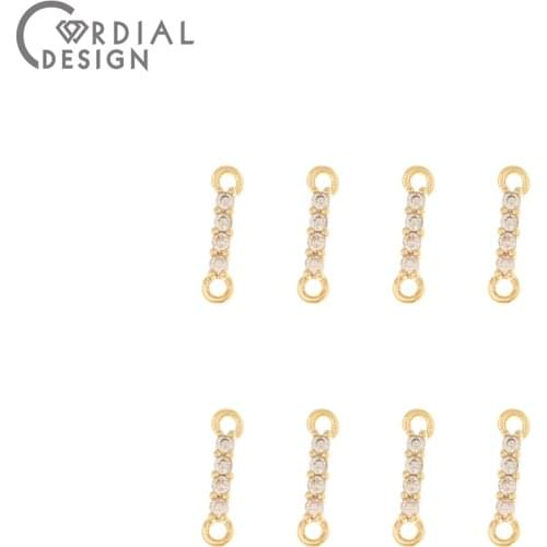 Cordial Design 50Pcs 2*11MM Jewelry Accessories/Hand Made/CZ Connectors/Genuine Gold Plating/Charms/Earring Findings/DIY Making
