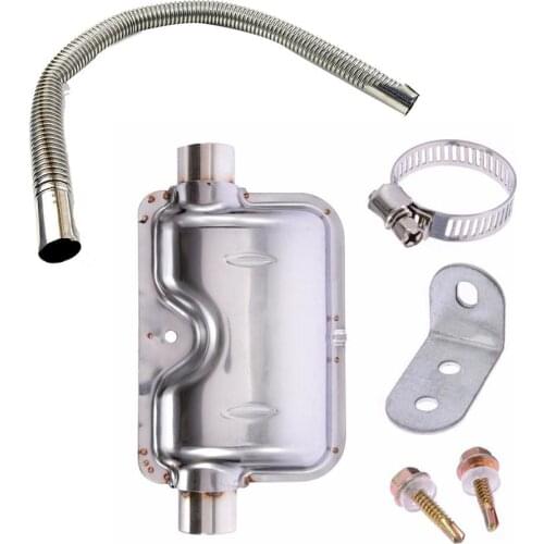 60cm Car Stainless Steel Material Exhaust Pipe Corrugated Round Pipe Parking Silencer Diesel Heater Silver