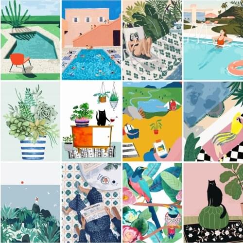 AZQSD Diy Drawing By Number Girl Acrylic Paint Hand Paind Kit Canvas Painting By Numbers Portrait Wall Decorations Living Room