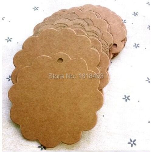 Free shipping 400 pcs a lot 6x6cm DIY blank flower kraft paper tags/wedding round decorated card/cake price tags/message card