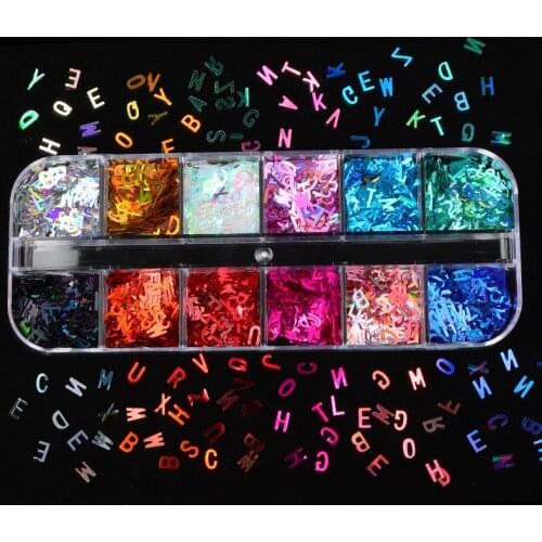 12 Grid Letter Shape Resin Filling Sequins Mixed Paillette Jewelry DIY Mold For Epoxy Resin Filler Decoration Art Glitter Flake