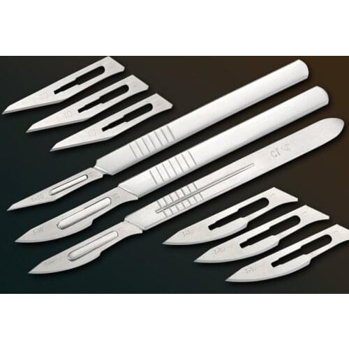 One piece 3# 4# 7# stainless steel hilt+10pcs 10# to 24# Sharp Carbon steel surgical blades