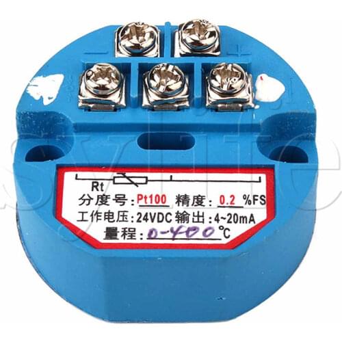 PT100 Temperature Sensor Transmitter 4-20mA Output Plastic Blue 0 to 400