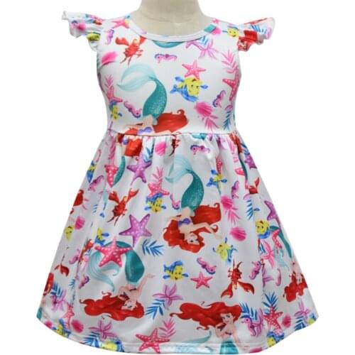 Disney Girls dresses baby mermaids childrens silk short-sleeved dress nightdresses princess robes sleepwear